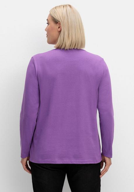Sheego Langarmshirt Mit Rundhalsausschnitt, Aus Baumwolle - Lila Sheego