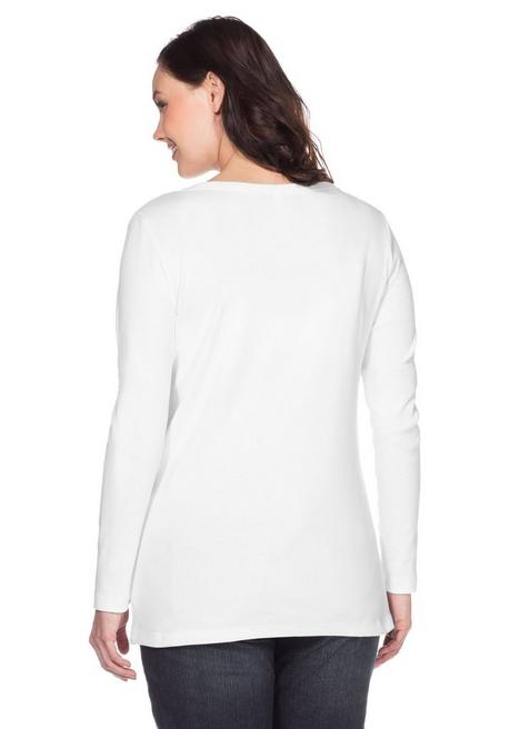 Sheego Langarmshirt Mit Rundhalsausschnitt, In Rippqualität - Weiß Sheego