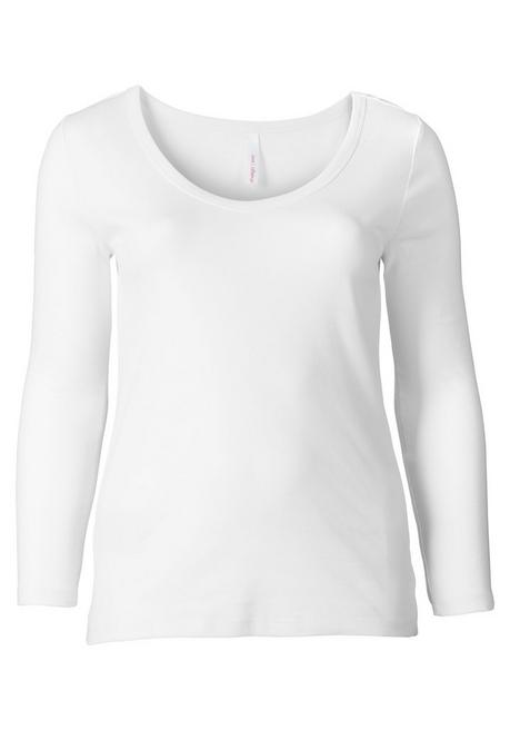 Sheego Langarmshirt Mit Rundhalsausschnitt, In Rippqualität - Weiß Sheego