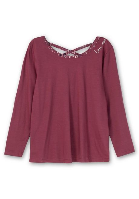 Sheego By Joe Browns Langarmshirt Mit Stickerei Und Zierbändern Hinten - Weinrot Sheego
