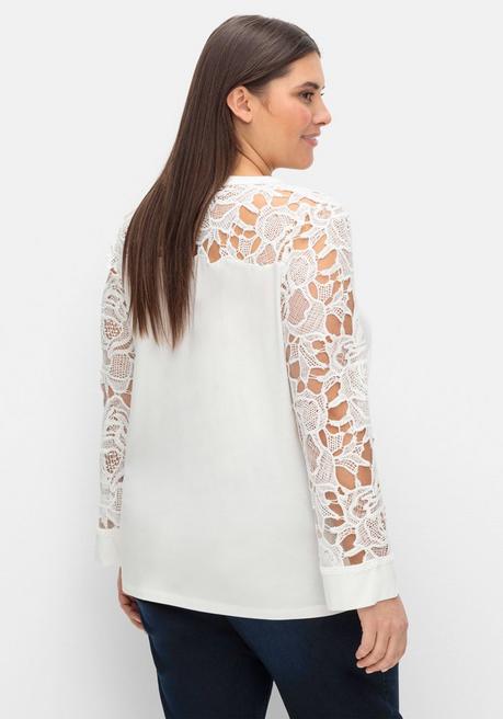 Creation L Langarmshirt Mit Transparenter Spitze - Weiß Sheego