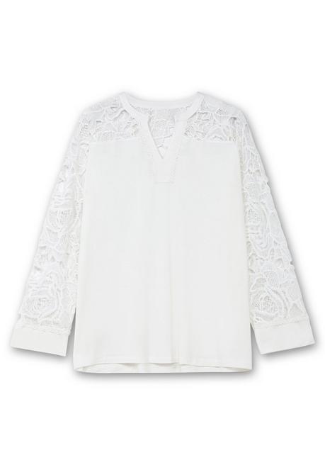 Creation L Langarmshirt Mit Transparenter Spitze - Weiß Sheego
