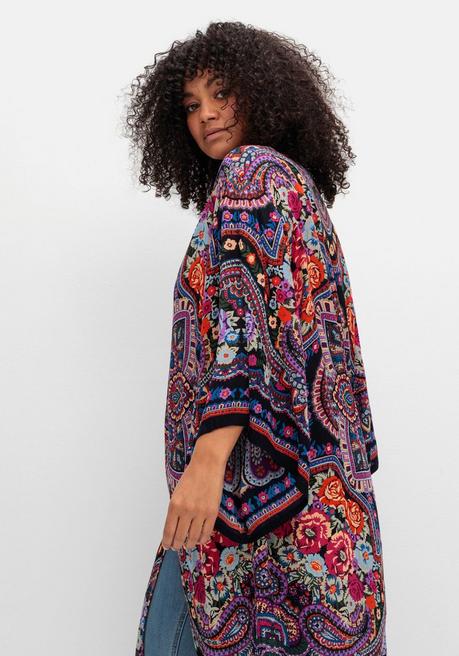 Sheego By Joe Browns Lange Blusenjacke Mit Ornament- Und Bordürenprint - Blau Gemustert Sheego