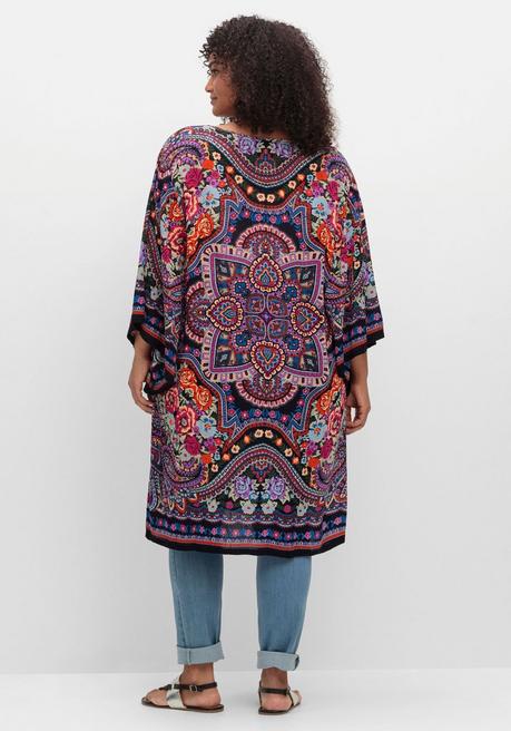 Sheego By Joe Browns Lange Blusenjacke Mit Ornament- Und Bordürenprint - Blau Gemustert Sheego