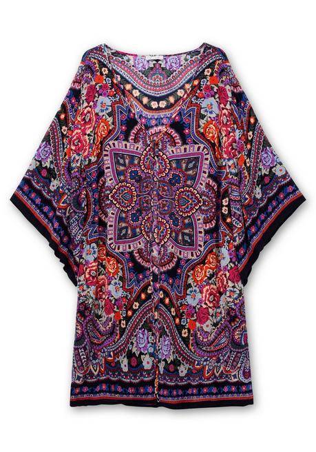 Sheego By Joe Browns Lange Blusenjacke Mit Ornament- Und Bordürenprint - Blau Gemustert Sheego