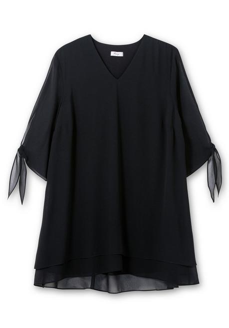Sheego Lange Chiffontunika In Lagenoptik - Schwarz Sheego
