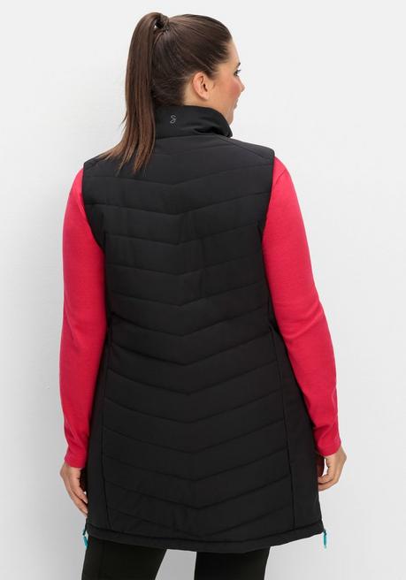 Sheego Lange Funktions-Steppweste Mit Stehkragen - Schwarz Sheego