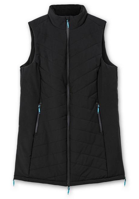 Sheego Lange Funktions-Steppweste Mit Stehkragen - Schwarz Sheego