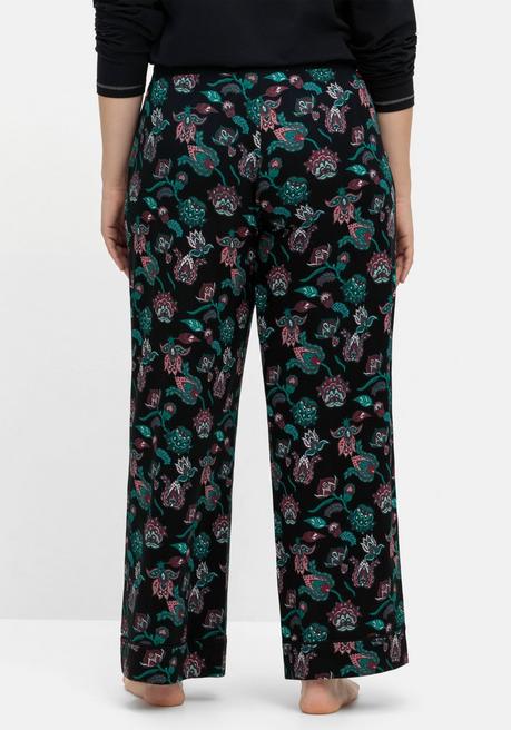 Sheego Lange Schlafhose Mit Paisleydruck Und Weitem Bein - Schwarz Bedruckt Sheego