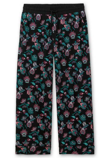 Sheego Lange Schlafhose Mit Paisleydruck Und Weitem Bein - Schwarz Bedruckt Sheego