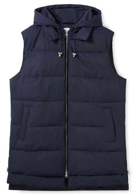 Sheego Lange Steppweste Im Lagenlook, Mit Kapuze - Nachtblau Sheego