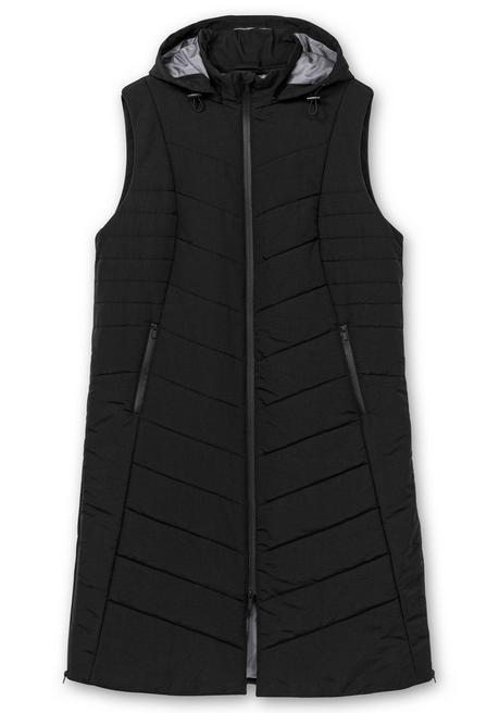 Sheego Lange Steppweste Mit Kapuze Und Seitlichen Zippern - Schwarz Sheego