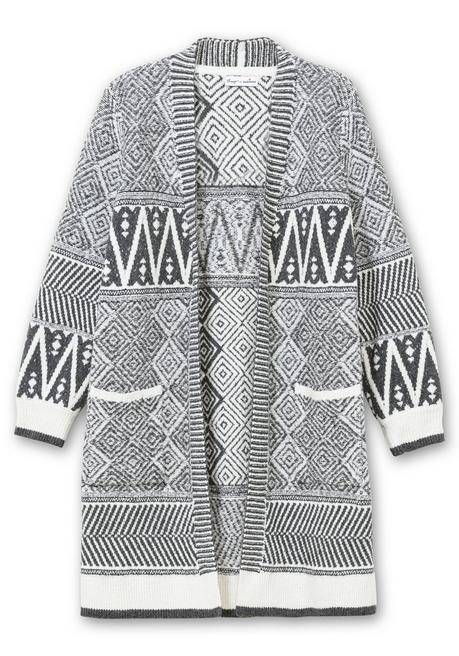 Sheego By Joe Browns Lange Strickjacke Im Jacquard-Mustermix - Grau Sheego