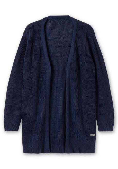 Sheego X Collection L. Lange Strickjacke In Grobstrick-Optik, Offene Form - Marine Sheego