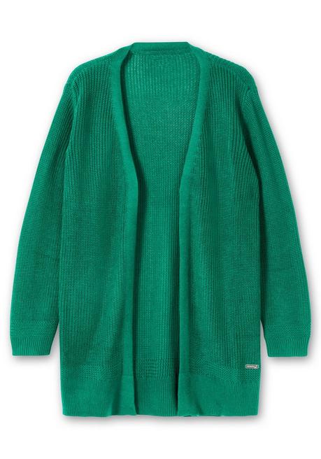 Sheego X Collection L. Lange Strickjacke In Grobstrick-Optik, Offene Form - Grün Sheego