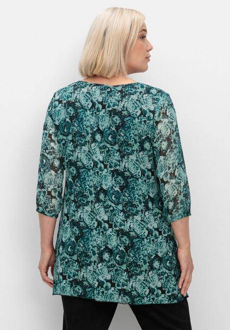 Sheego Lange Tunika Aus Bedrucktem Chiffon, Gefüttert - Jade Gemustert Sheego