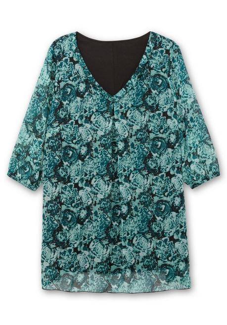 Sheego Lange Tunika Aus Bedrucktem Chiffon, Gefüttert - Jade Gemustert Sheego