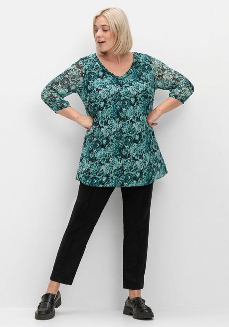 Sheego Lange Tunika Aus Bedrucktem Chiffon, Gefüttert - Jade Gemustert Sheego