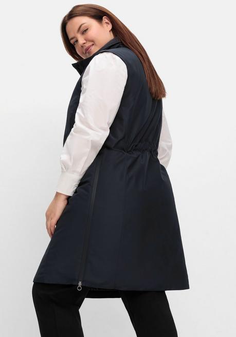 Sheego Lange Weste Mit Tunnelzug Hinten Und Seitenzippern - Tiefblau Sheego