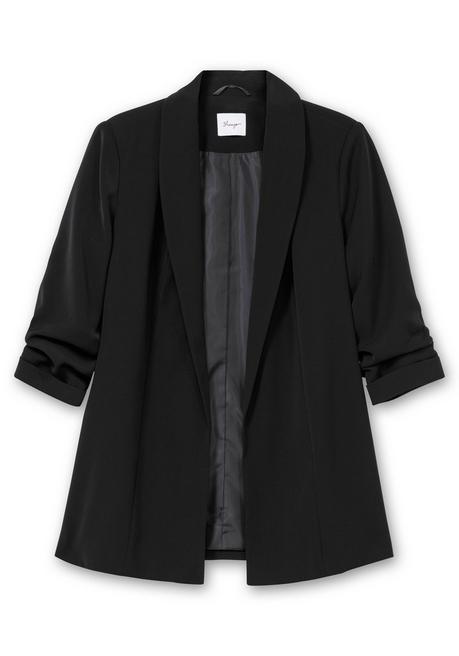 Sheego Langer Blazer Mit Schalkragen Und Gerafftem 3/4-Arm - Schwarz Sheego