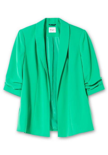 Sheego Langer Blazer Mit Schalkragen Und Gerafftem 3/4-Arm - Blattgrün Sheego