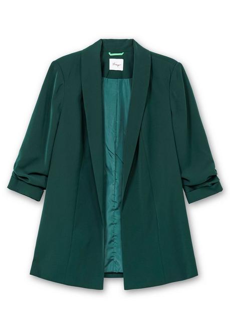 Sheego Langer Blazer Mit Schalkragen Und Gerafftem 3/4-Arm - Tiefgrün Sheego