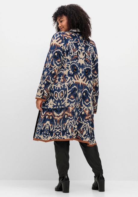 Sheego By Joe Browns Langer, Offener Strickmantel Mit Jacquardmuster - Nachtblau Gemustert Sheego