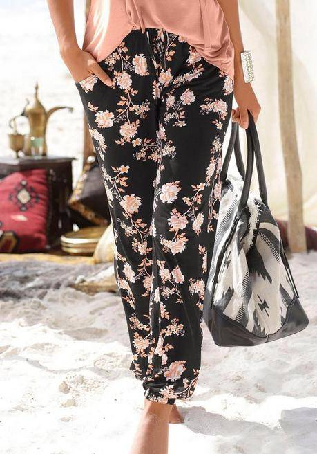 Lascana Strandhose - Schwarz-orange Sheego