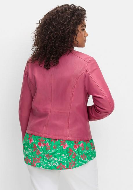Sheego Lederjacke Aus Lammnappa, Mit Stehkragen - Orchidee Sheego