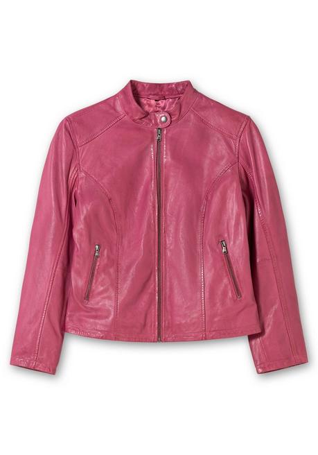 Sheego Lederjacke Aus Lammnappa, Mit Stehkragen - Orchidee Sheego