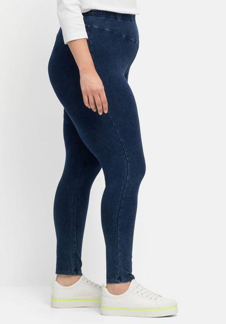 Sheego Leggings In Denimoptik, Mit Breiter Passe - Dark Blue Denim Sheego