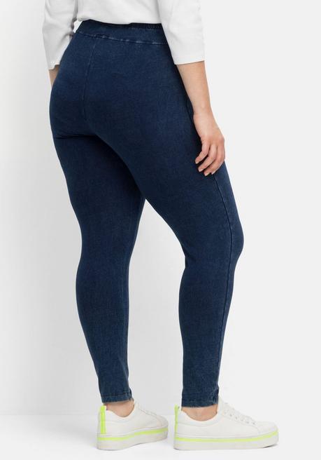 Sheego Leggings In Denimoptik, Mit Breiter Passe - Dark Blue Denim Sheego