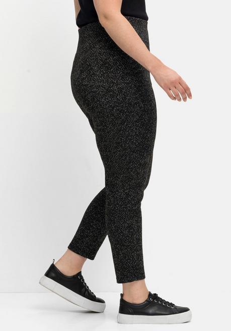 Sheego Leggings In Salz- Und-Pfeffer-Optik - Schwarz Sheego