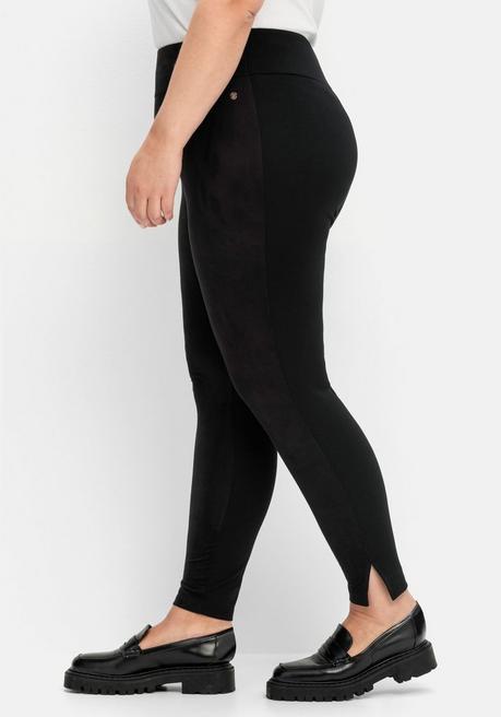 Sheego Leggings In Velourslederoptik Vorn - Schwarz Sheego