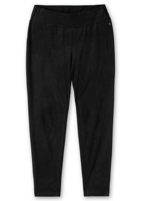 Sheego Leggings In Velourslederoptik Vorn - Schwarz Sheego