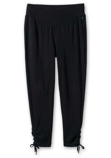 Sheego Leggings Mit Breitem Bund Und Raffung Am Saum - Schwarz Sheego