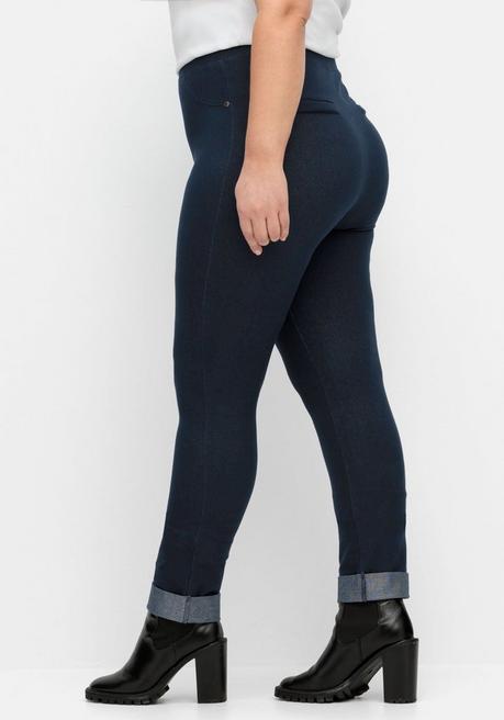 Sheego Leggings Mit Fixiertem Aufschlag Am Saum - Nachtblau Sheego