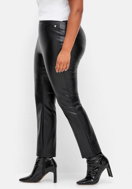 Sheego Leggings Mit Glänzender Beschichtung - Schwarz Sheego