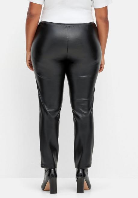 Sheego Leggings Mit Glänzender Beschichtung - Schwarz Sheego