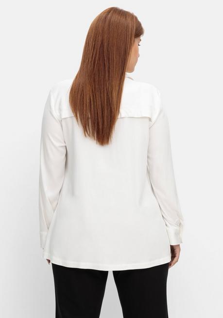 Sheego Leicht Glänzende Hemdbluse In Petite Passform - Offwhite Sheego