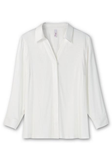 Sheego Leicht Glänzende Hemdbluse In Petite Passform - Offwhite Sheego