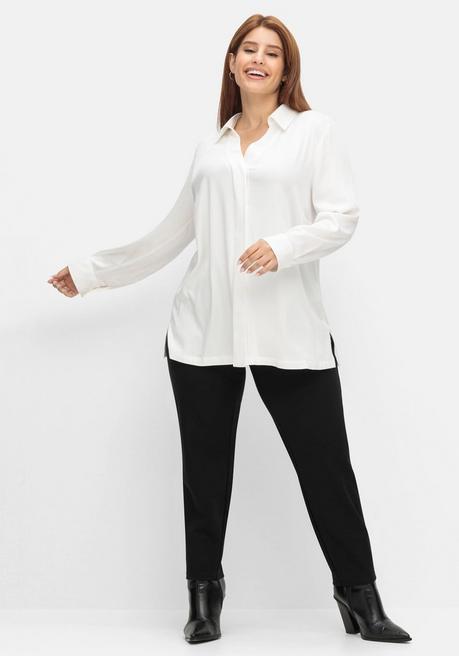 Sheego Leicht Glänzende Hemdbluse In Petite Passform - Offwhite Sheego