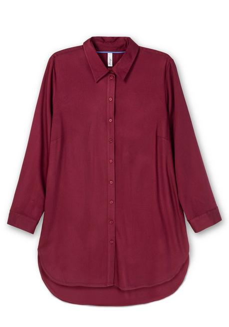 Sheego Leicht Glänzende Longbluse Mit Gerundetem Saum - Weinrot Sheego