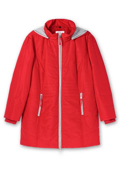 Sheego Leicht Wattierte Kapuzensteppjacke Mit Kontrastdetails - Mohnrot Sheego
