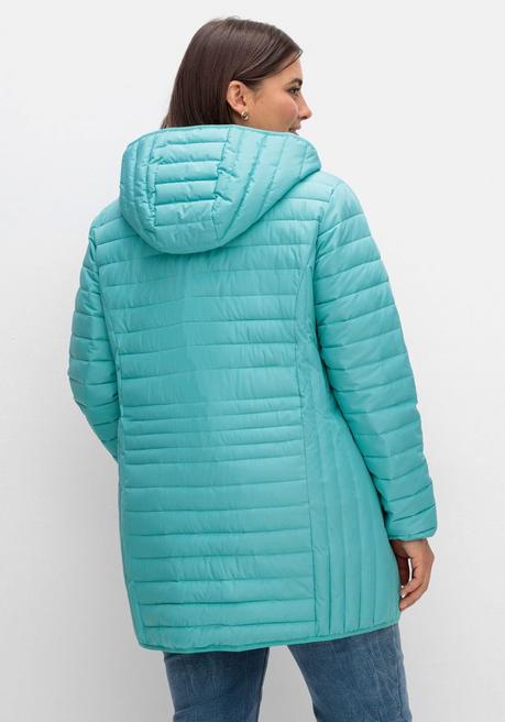 Sheego Leicht Wattierte Longsteppjacke Mit Kapuze - Aqua Sheego