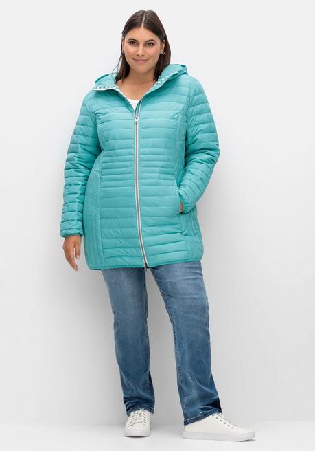 Sheego Leicht Wattierte Longsteppjacke Mit Kapuze - Aqua Sheego