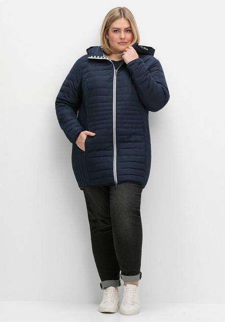 Sheego Leicht Wattierte Longsteppjacke Mit Kapuze - Nachtblau Sheego