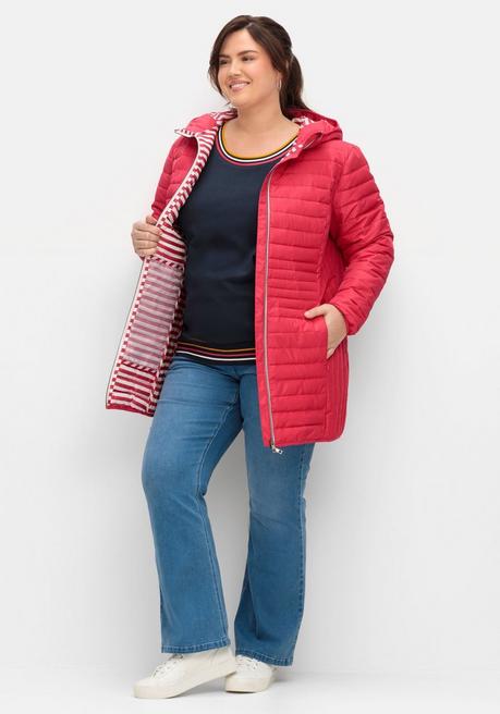 Sheego Leicht Wattierte Longsteppjacke Mit Kapuze - Orchidee Sheego