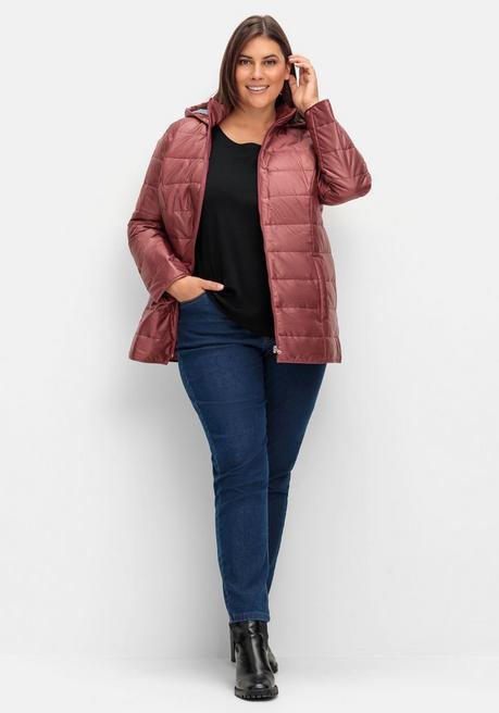 Sheego Leicht Wattierte Steppjacke Mit Kapuze - Altrosa Sheego