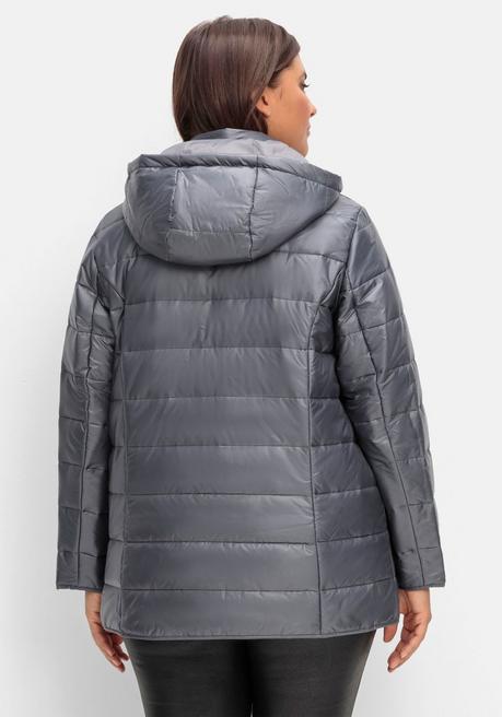 Sheego Leicht Wattierte Steppjacke Mit Kapuze - Grau Sheego
